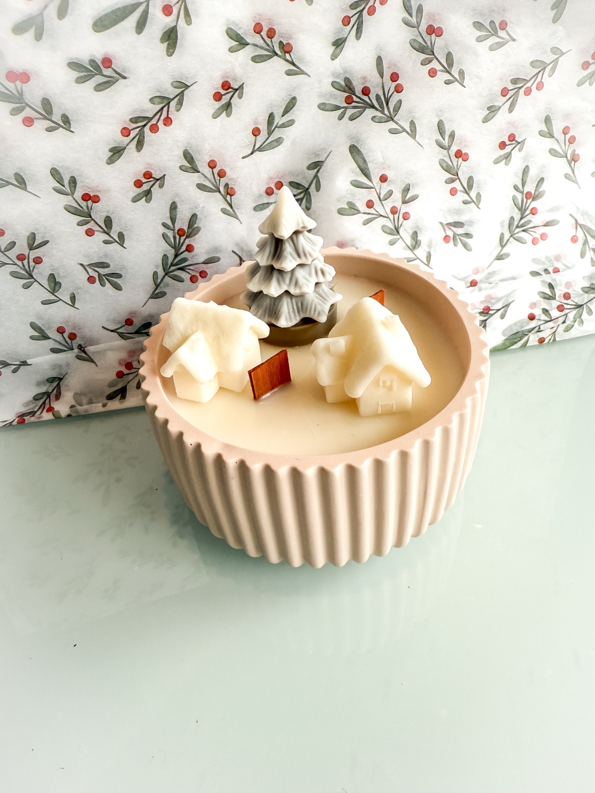 Composição Natal Village Small em Resina Ecológica | Vela Aromática