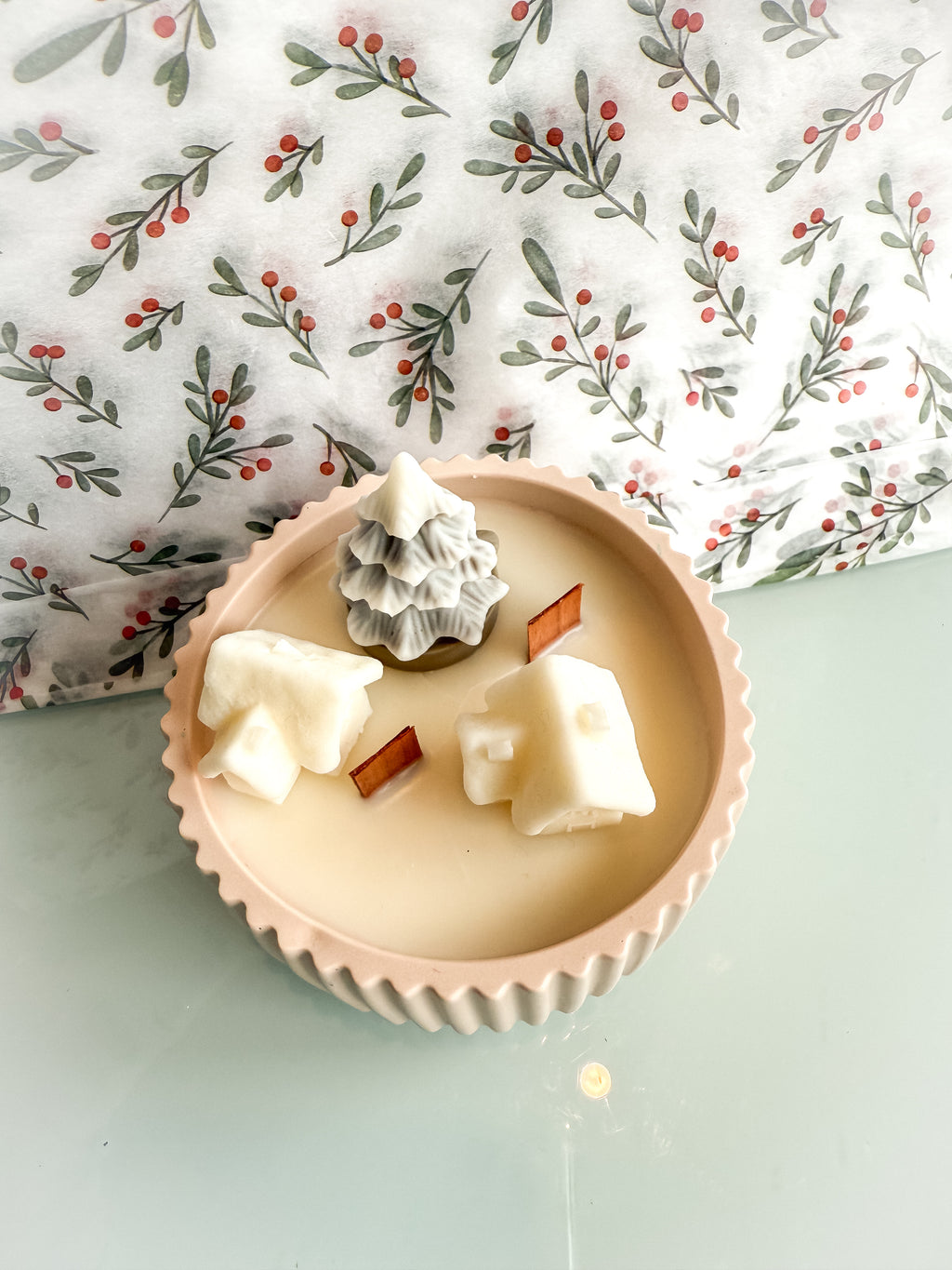 Composição Natal Village Small em Resina Ecológica | Vela Aromática