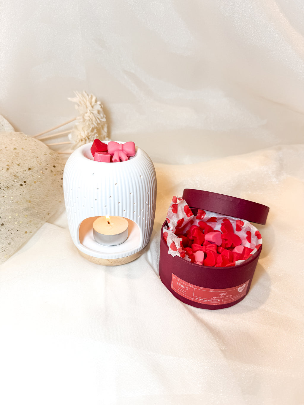 Queimador Wood + Caixa de Wax Melt "Amor"