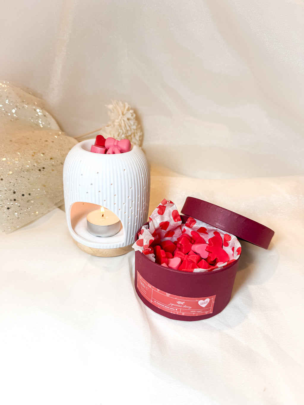 Queimador Wood + Caixa de Wax Melt "Amor"