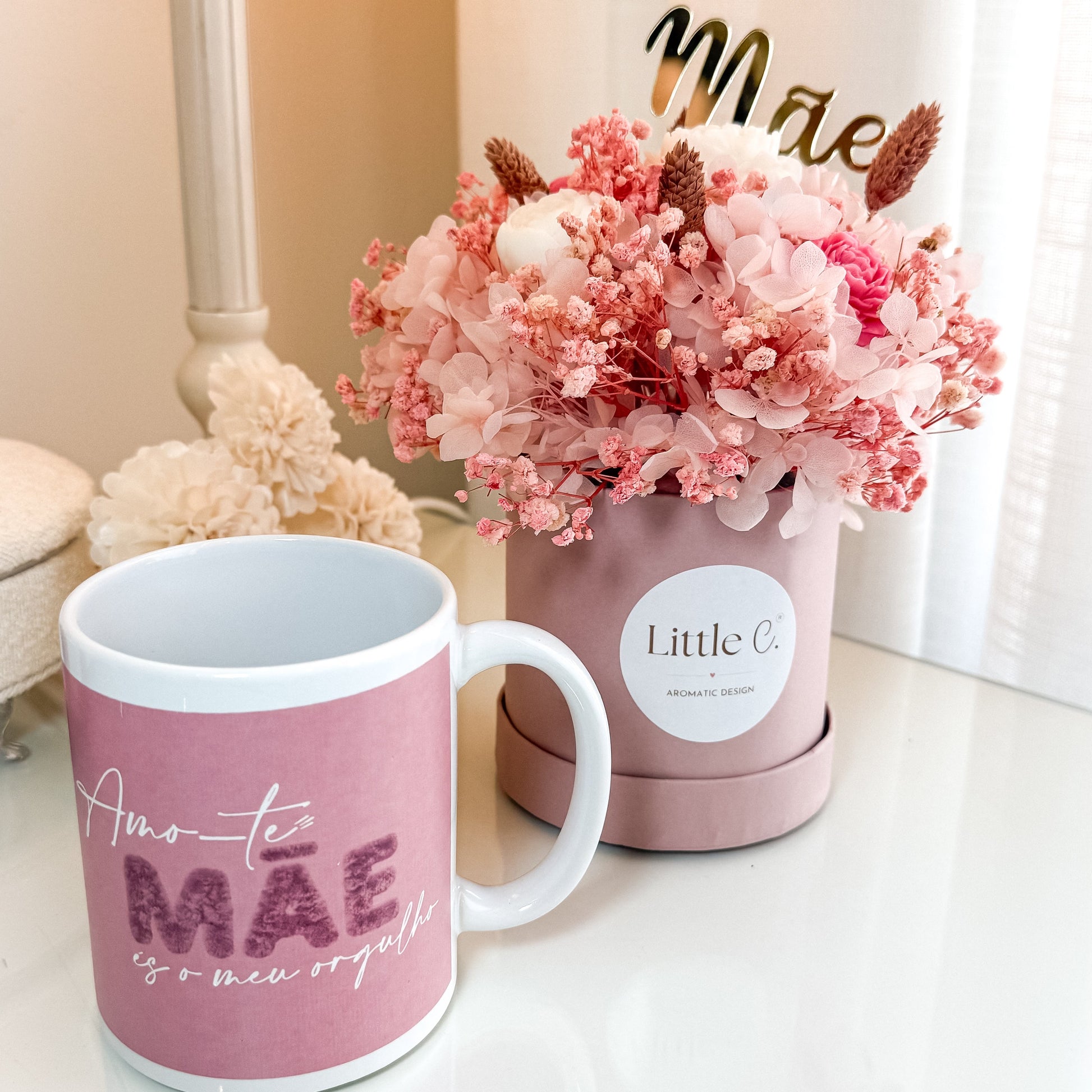 Conjunto Dia da Mãe | Bouquet Aromático + Caneca "Amo-te Mãe, és o meu orgulho!"
