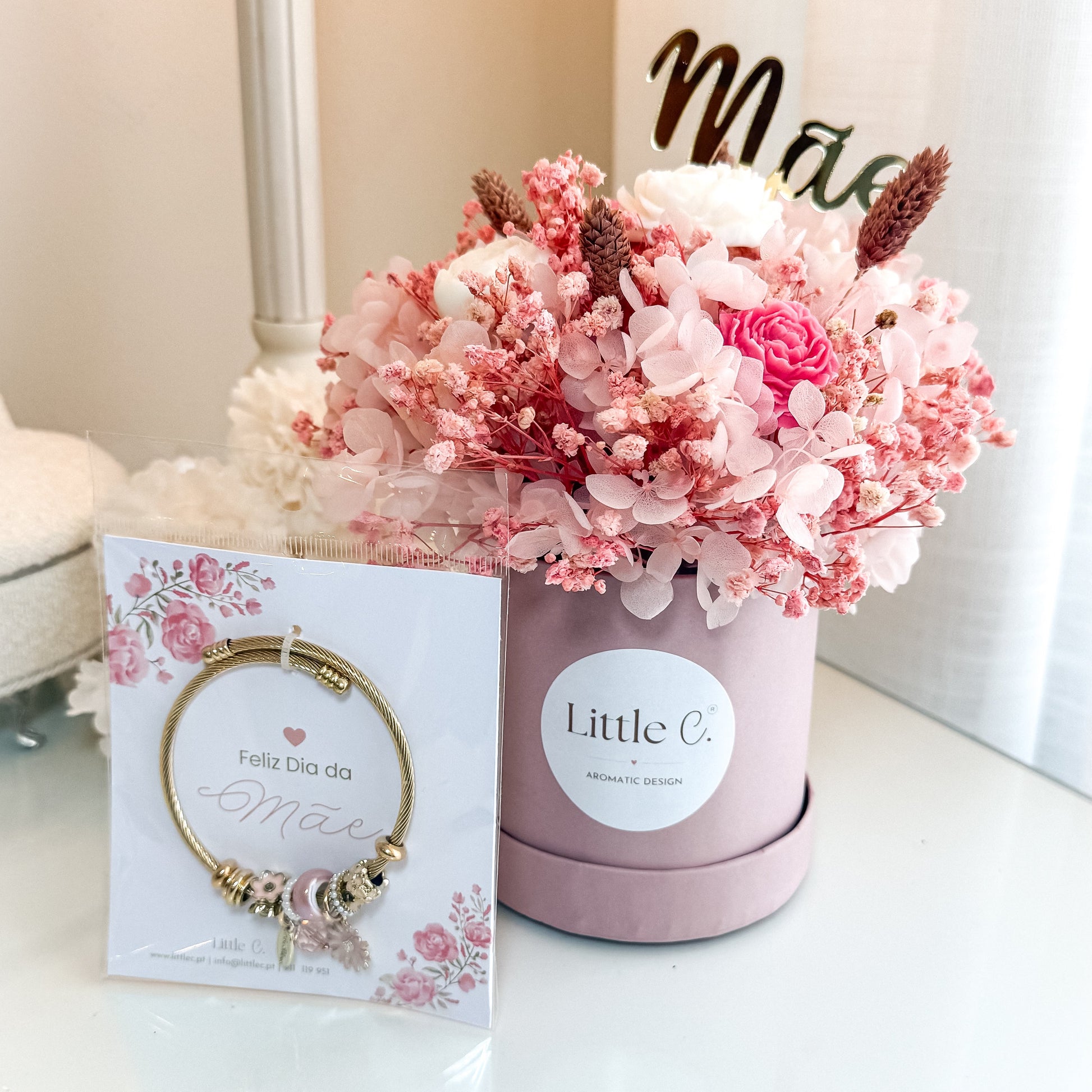 Conjunto Dia da Mãe | Bouquet Aromático + Pulseira Dia da Mãe