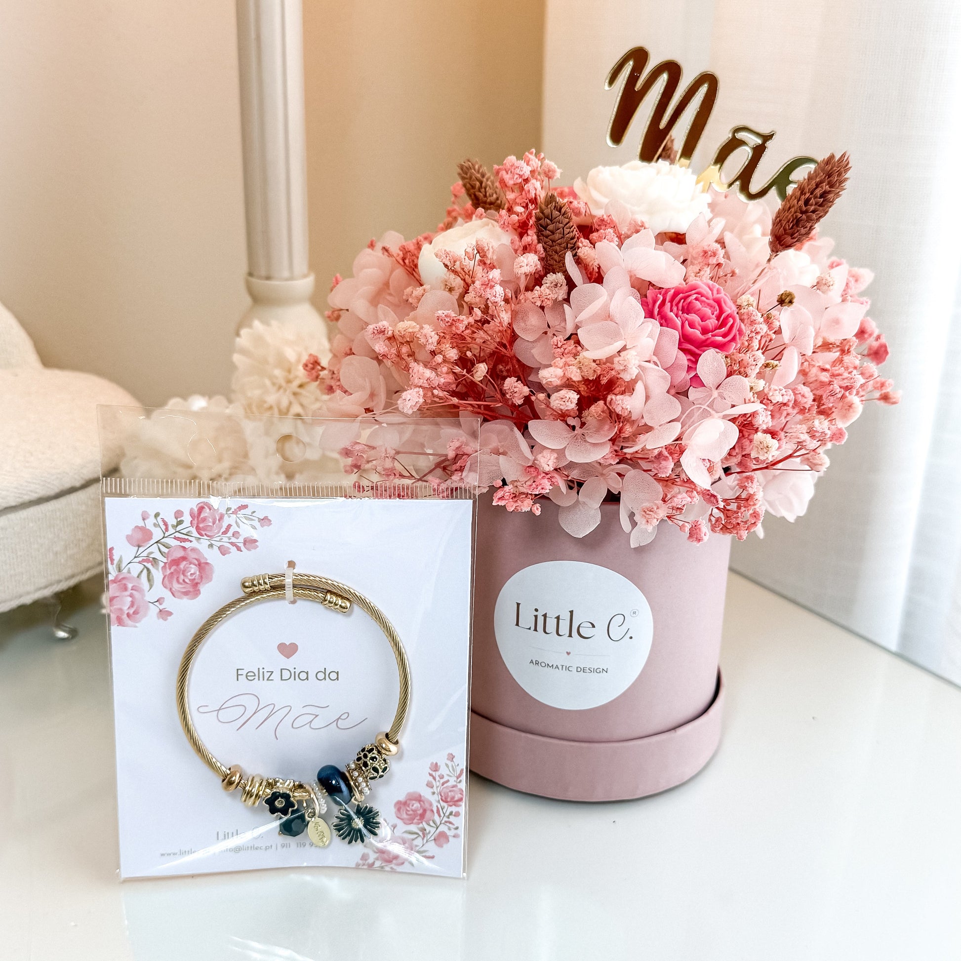 Conjunto Dia da Mãe | Bouquet Aromático + Pulseira Dia da Mãe