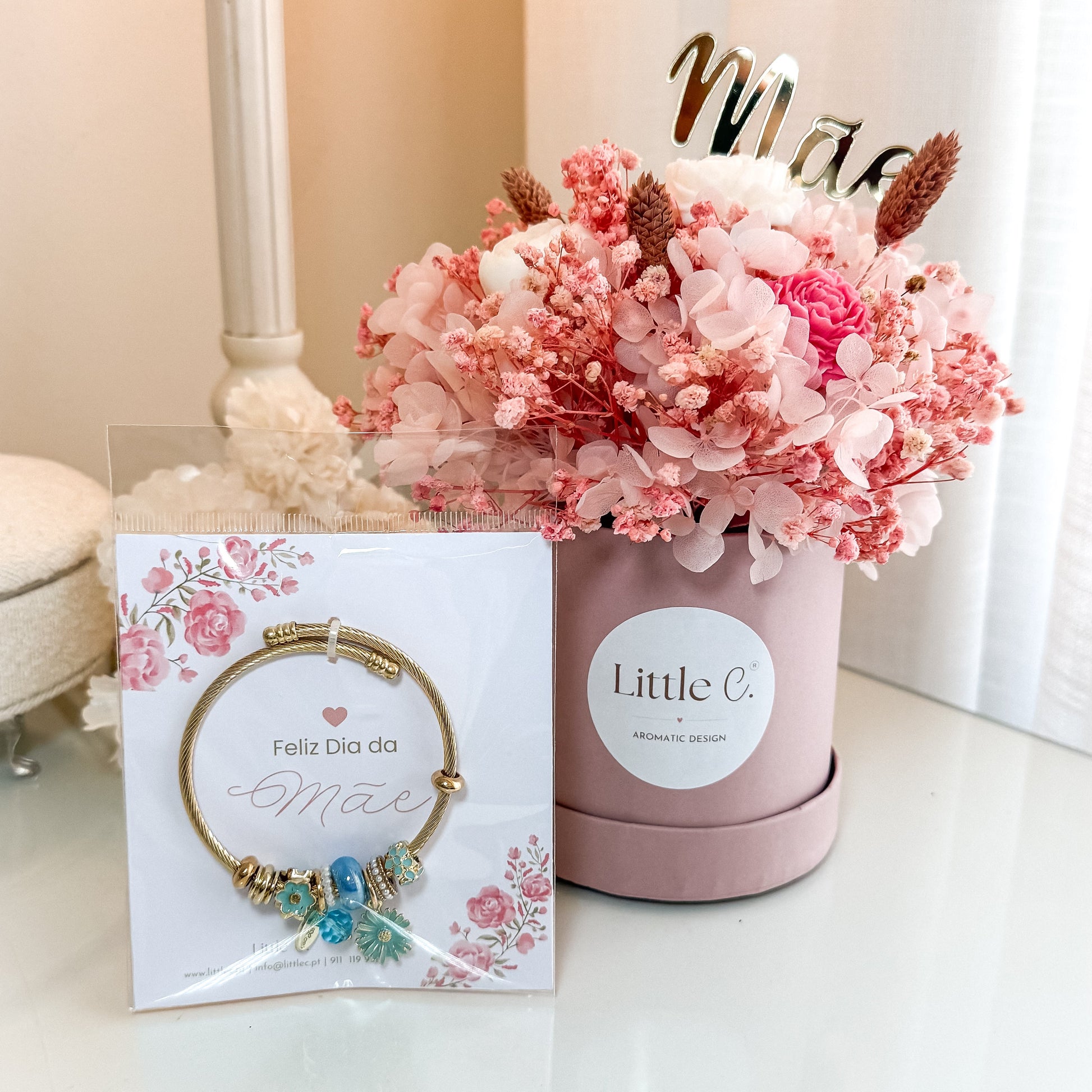 Conjunto Dia da Mãe | Bouquet Aromático + Pulseira Dia da Mãe