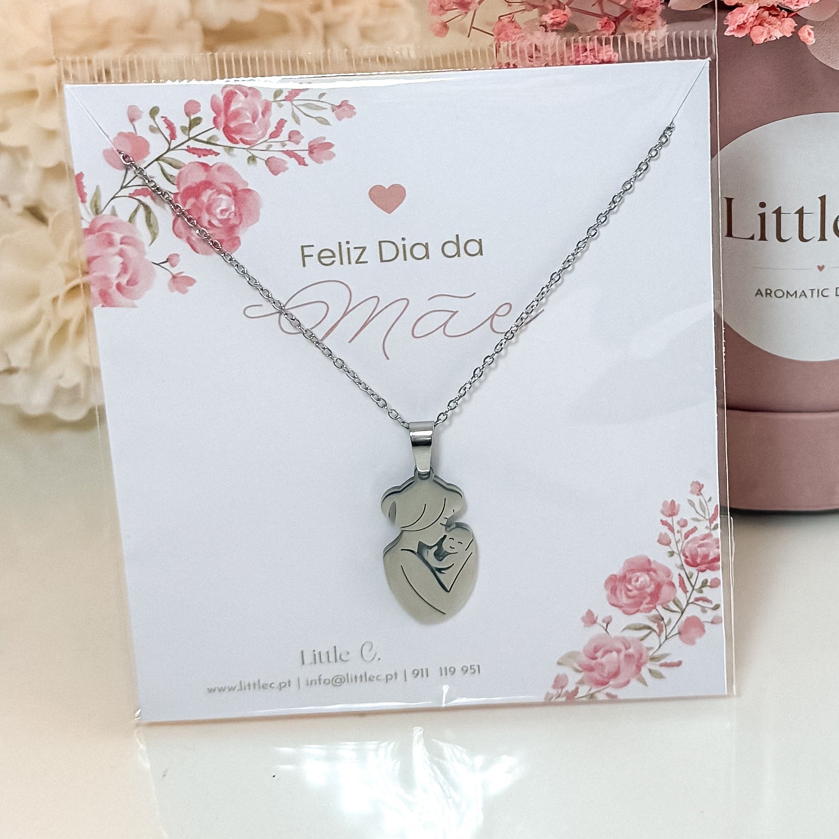 Colar Mãe e Filhos Prateado | Dia da Mãe (Aço Inoxidável)