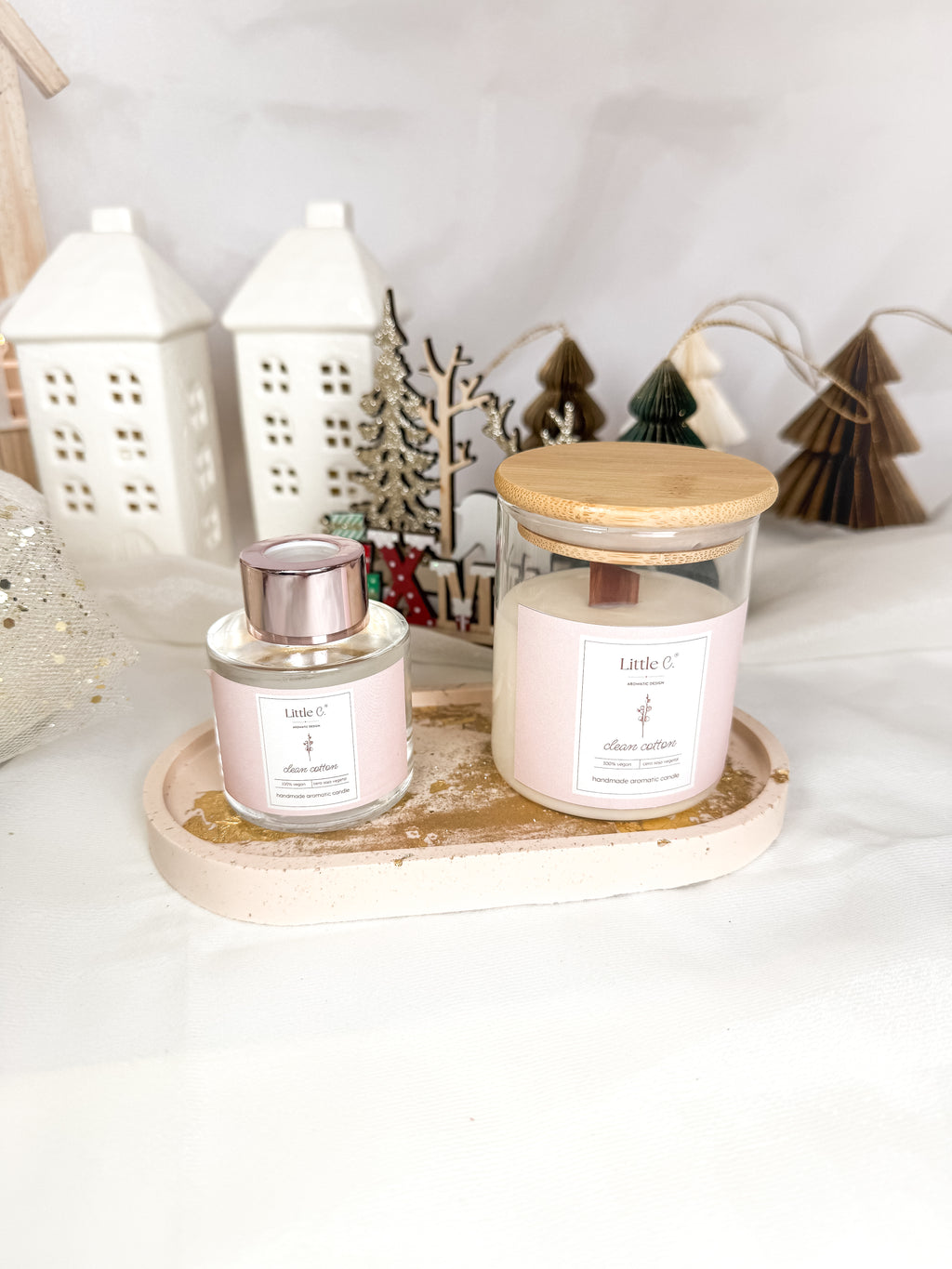 Box 5 Natal 2025  | 1 Vela de Cera de Soja + Prato + 1 Difusor