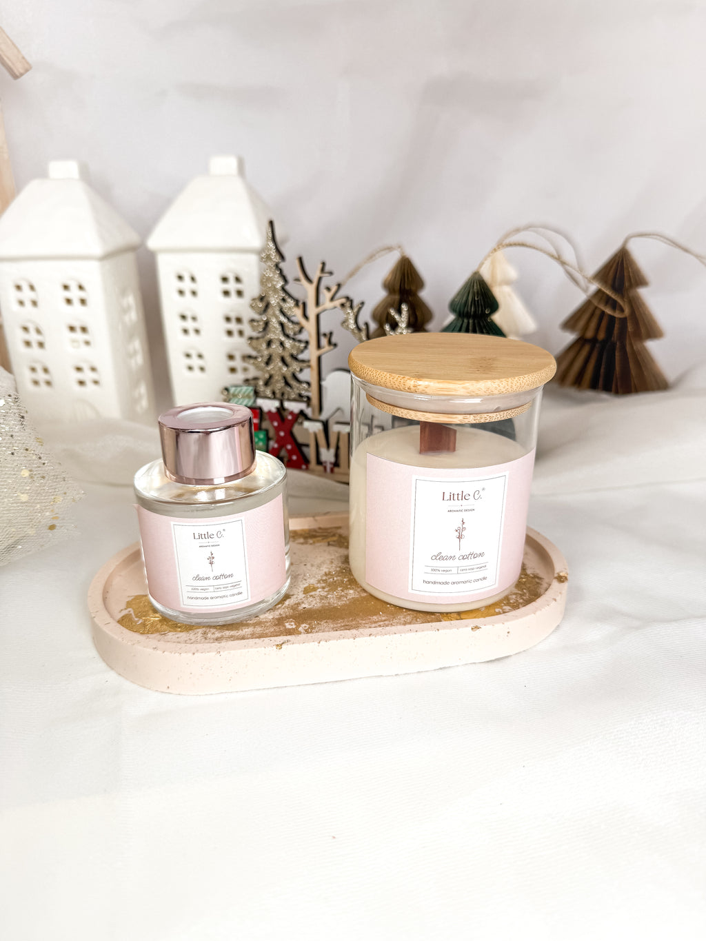 Box 5 Natal 2025  | 1 Vela de Cera de Soja + Prato + 1 Difusor