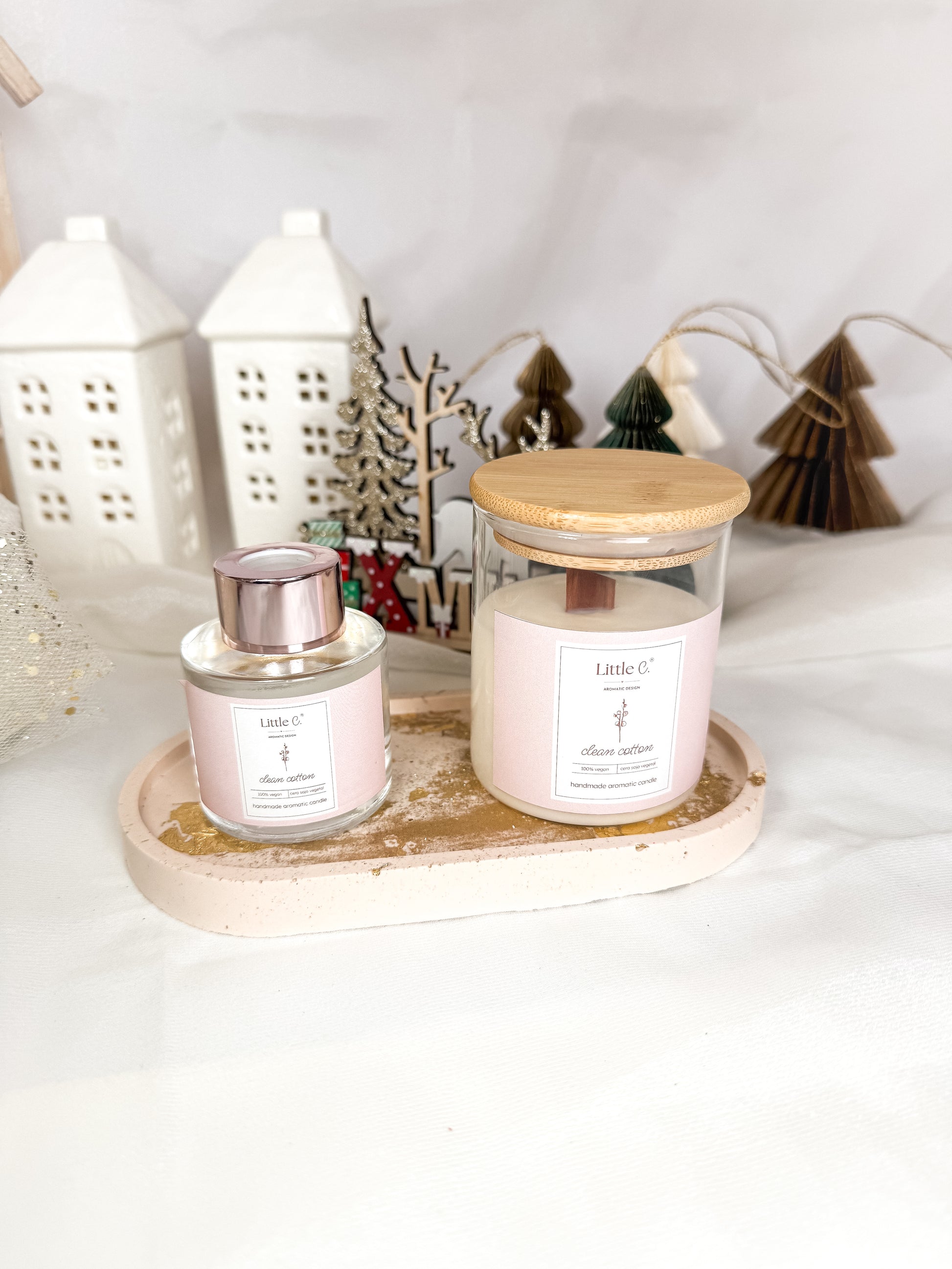 Box 5 Natal 2025  | 1 Vela de Cera de Soja + Prato + 1 Difusor