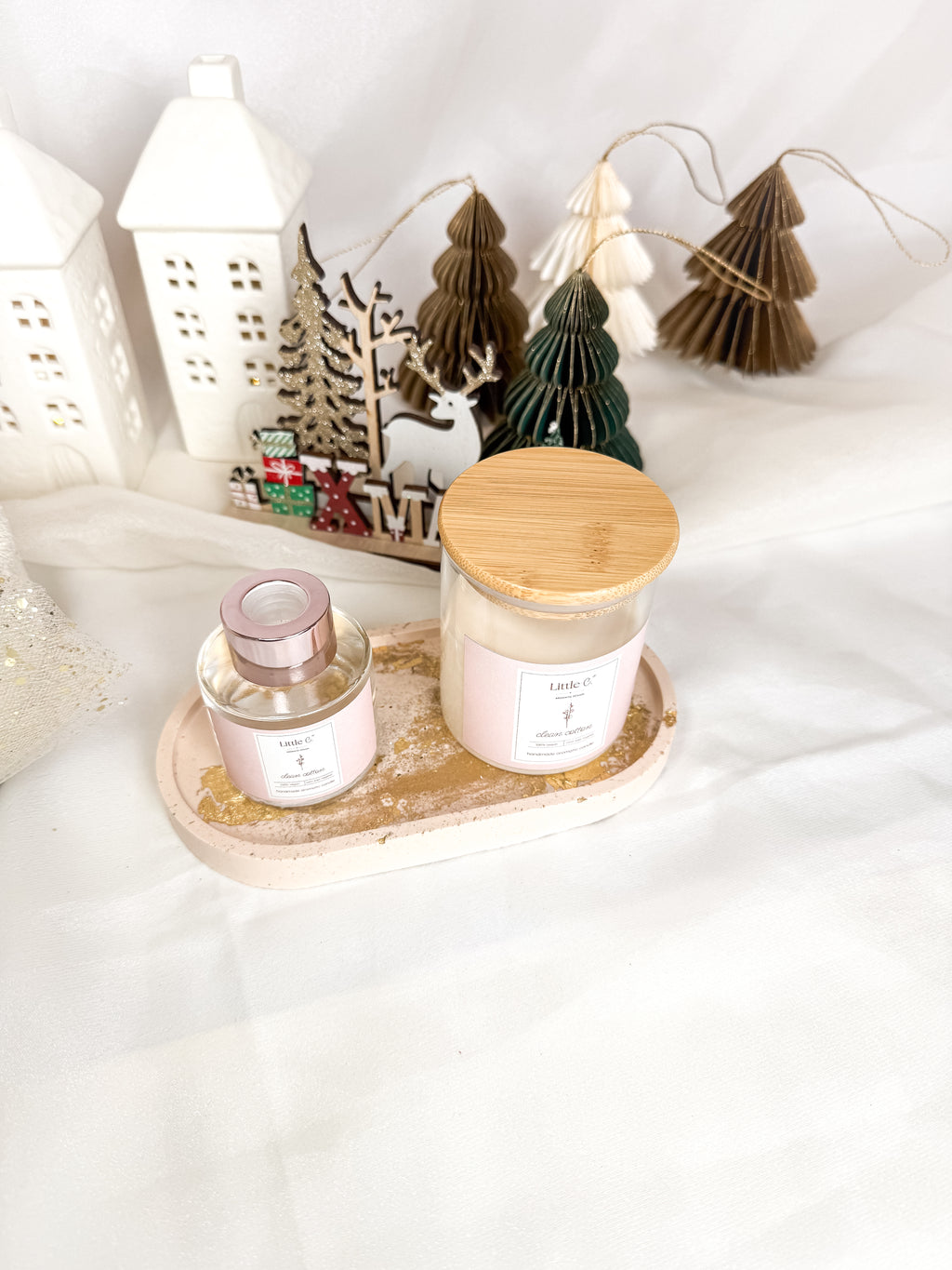 Box 5 Natal 2025  | 1 Vela de Cera de Soja + Prato + 1 Difusor